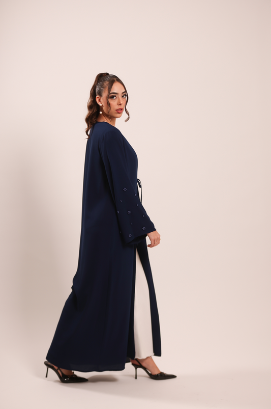 Abaya Azul Detalle Mangas