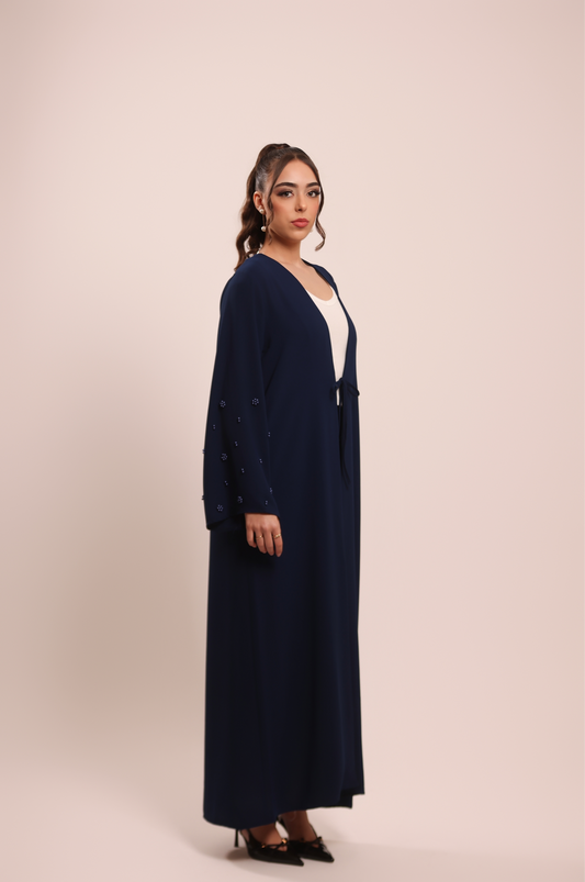 Abaya Azul Detalle Mangas