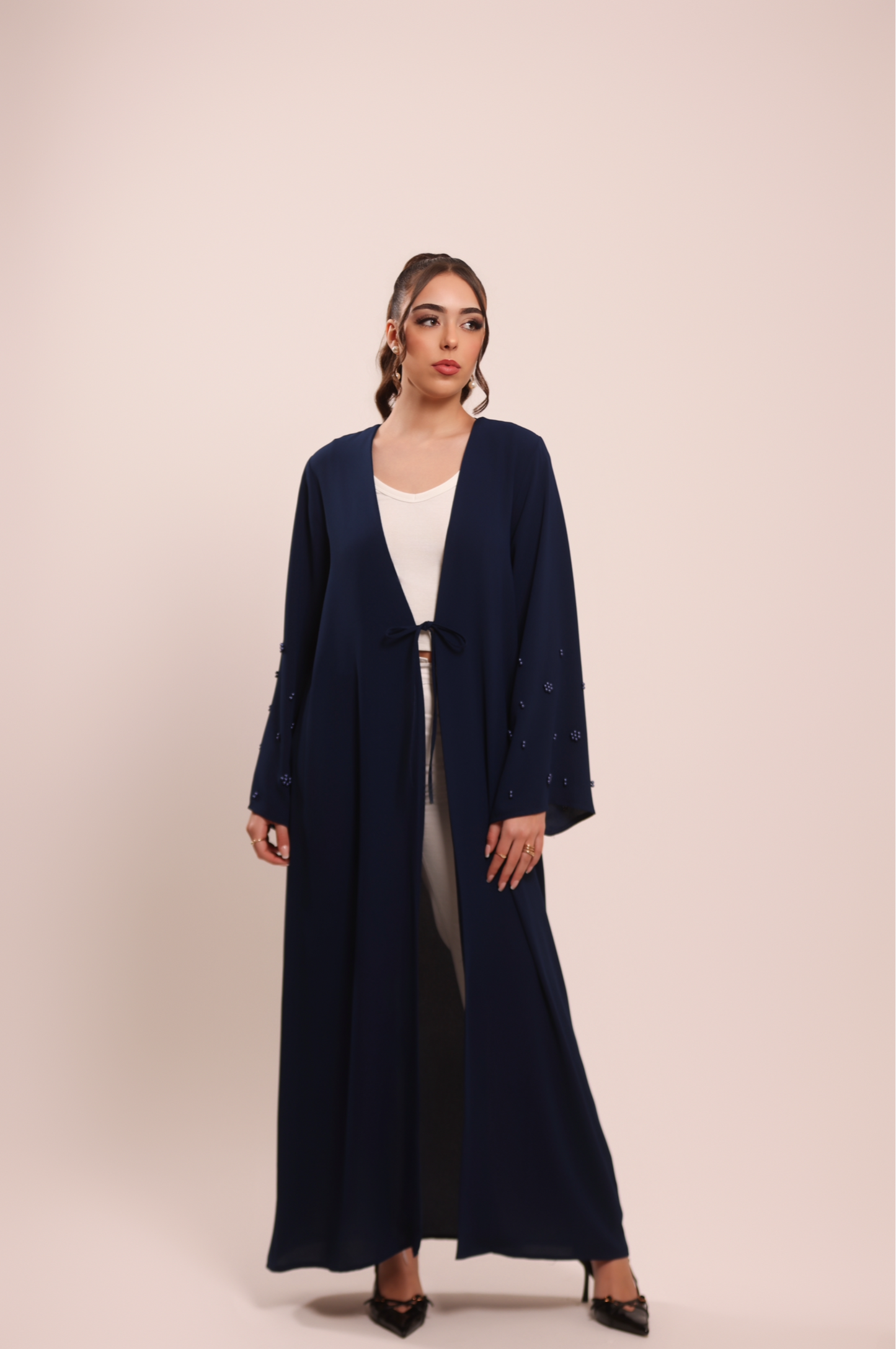 Abaya Azul Detalle Mangas