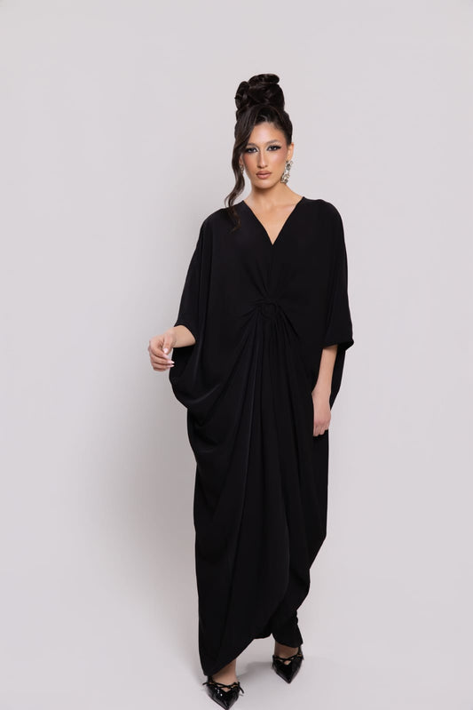 Vestido Maxi Con Mangas Tipo Murciélago